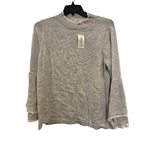 Style & Co Sweaters - Style & Co Petite Light Grey Bell Sleeve Knit Sweater Winter Blush Soft Comforta